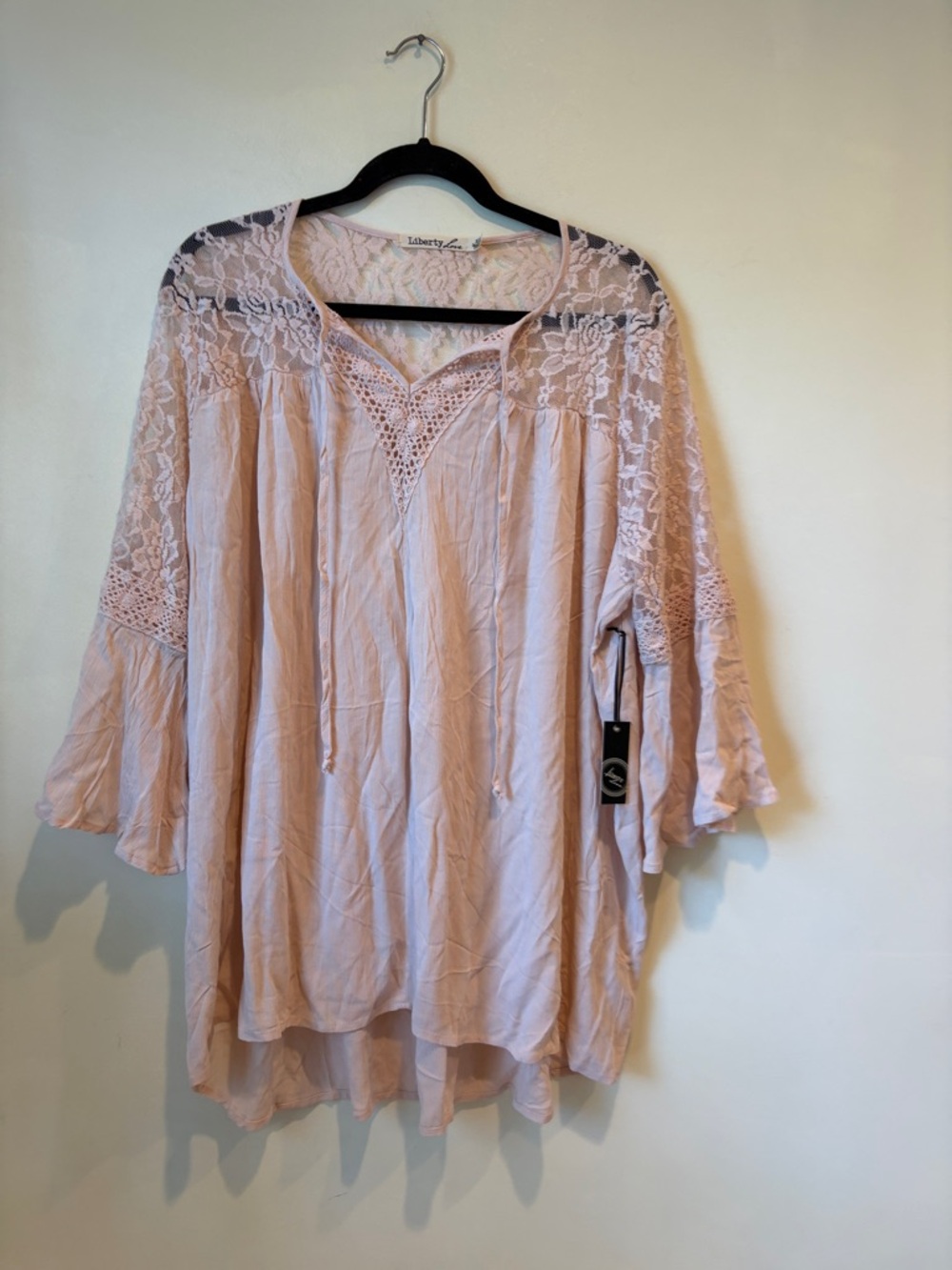 Liberty Love Blush Lace Yoke Peasant top